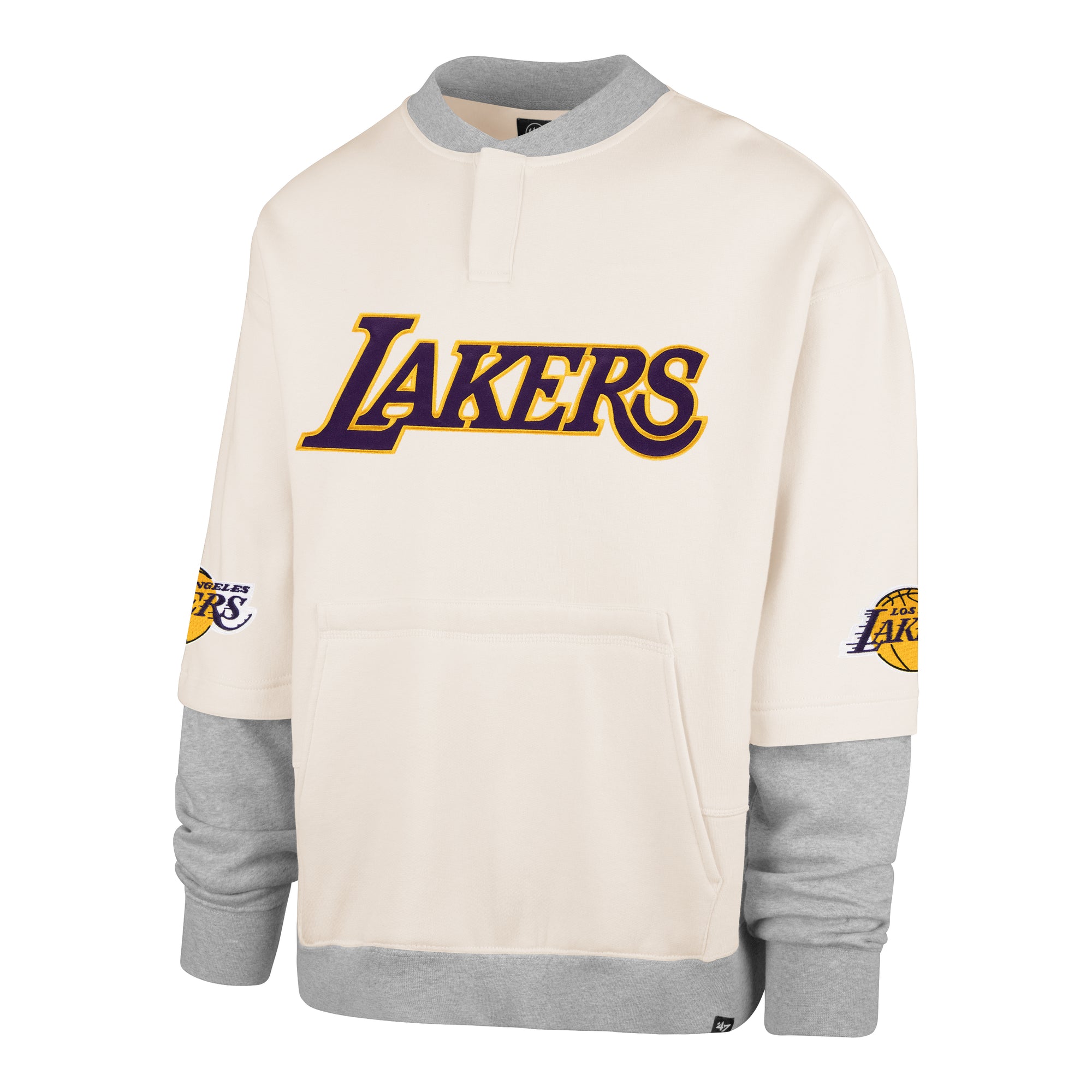 LOS ANGELES LAKERS TRIFECTA '47 DOUBLE LAYERED SNAP CREW