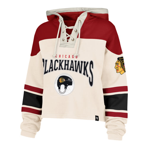 CHICAGO BLACKHAWKS SHOT BLOCK CROPPED '47 SUPERIOR LACER HOOD WOMENS