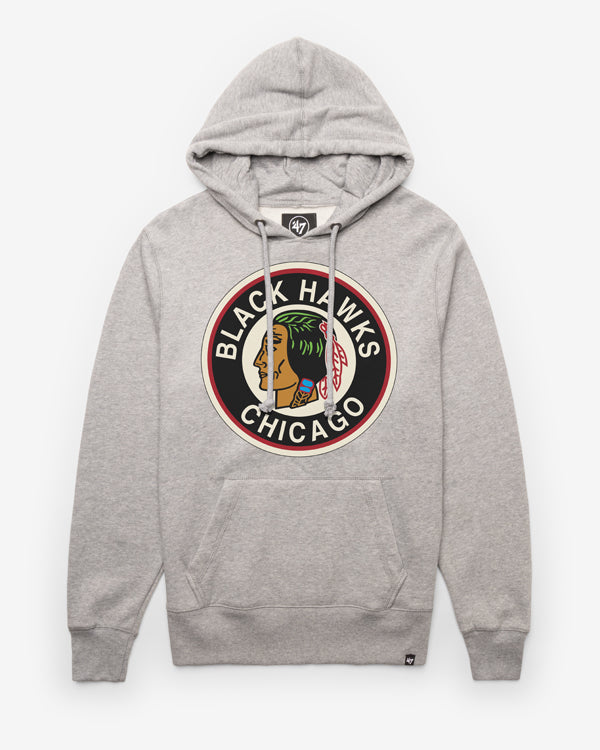 Chicago Blackhawks Vintage Imprint '47 Headline Hoodie in Slate Grey | Size Large