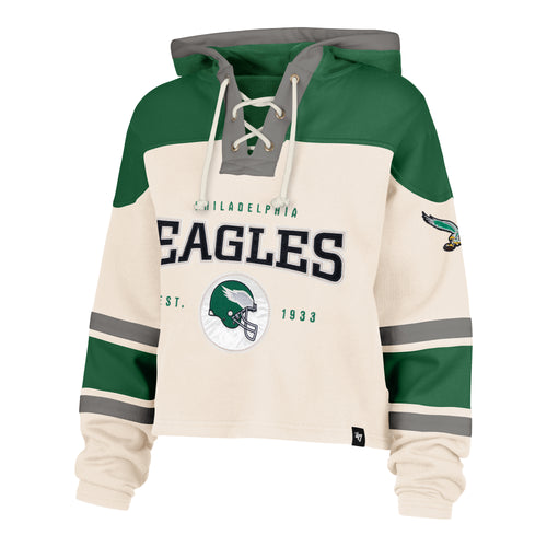 PHILADELPHIA EAGLES HISTORIC CHOP BLOCK CROPPED '47 SUPERIOR LACER HOOD WOMENS