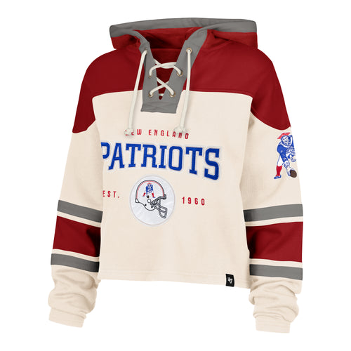 NEW ENGLAND PATRIOTS HISTORIC CHOP BLOCK CROPPED '47 SUPERIOR LACER HOOD WOMENS