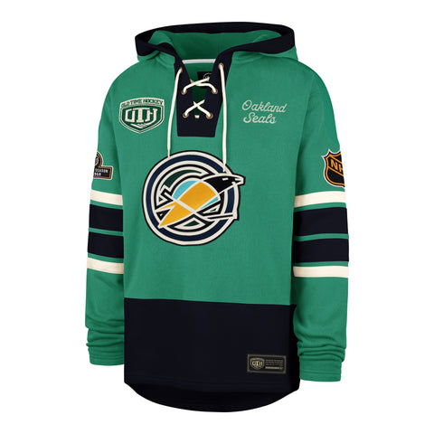 OLD TIME HOCKEY CALIFORNIA GOLDEN SEALS VINTAGE PUCK DROP DUAL '47 HERITAGE LACER