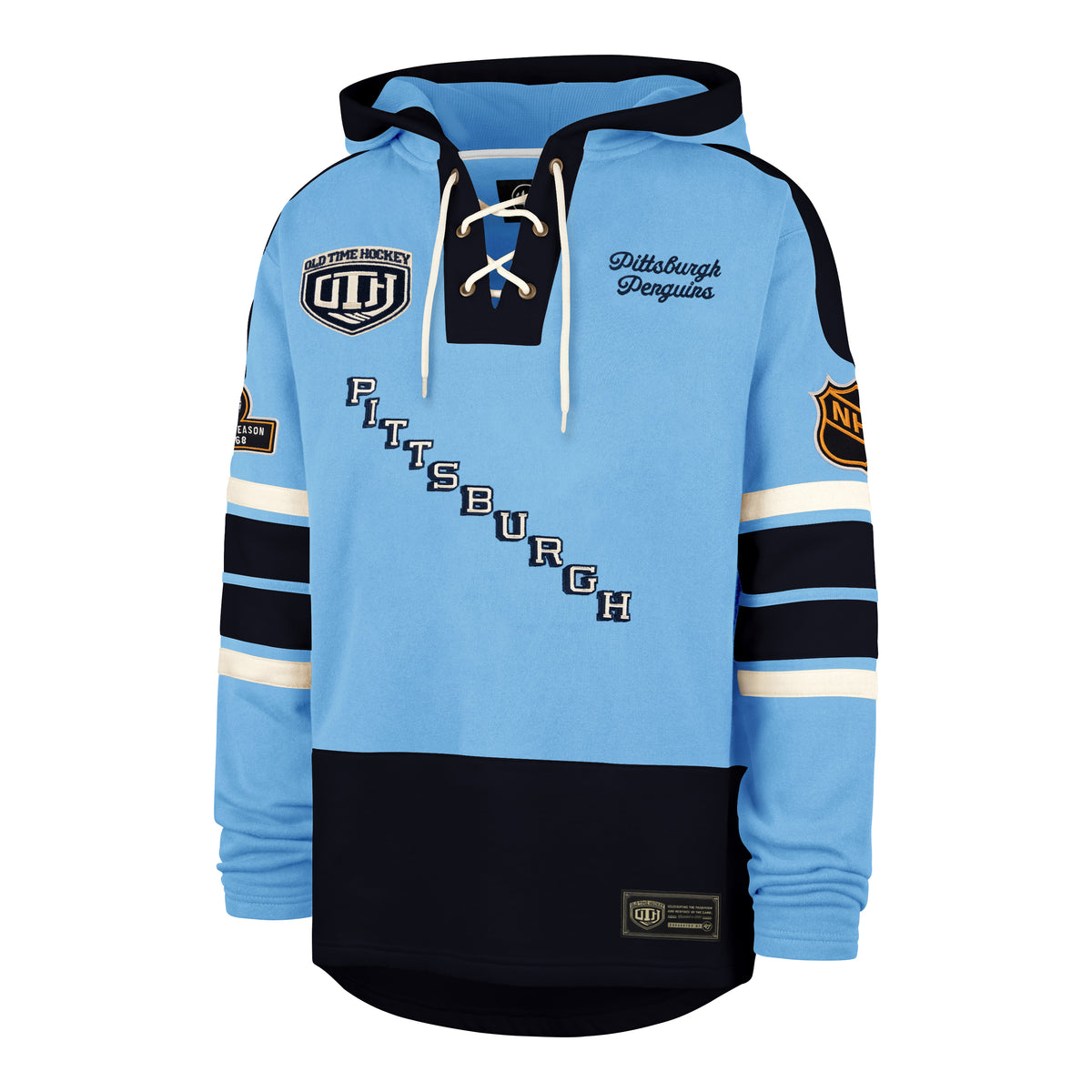 OLD TIME HOCKEY PITTSBURGH PENGUINS VINTAGE PUCK DROP DUAL '47 HERITAGE LACER