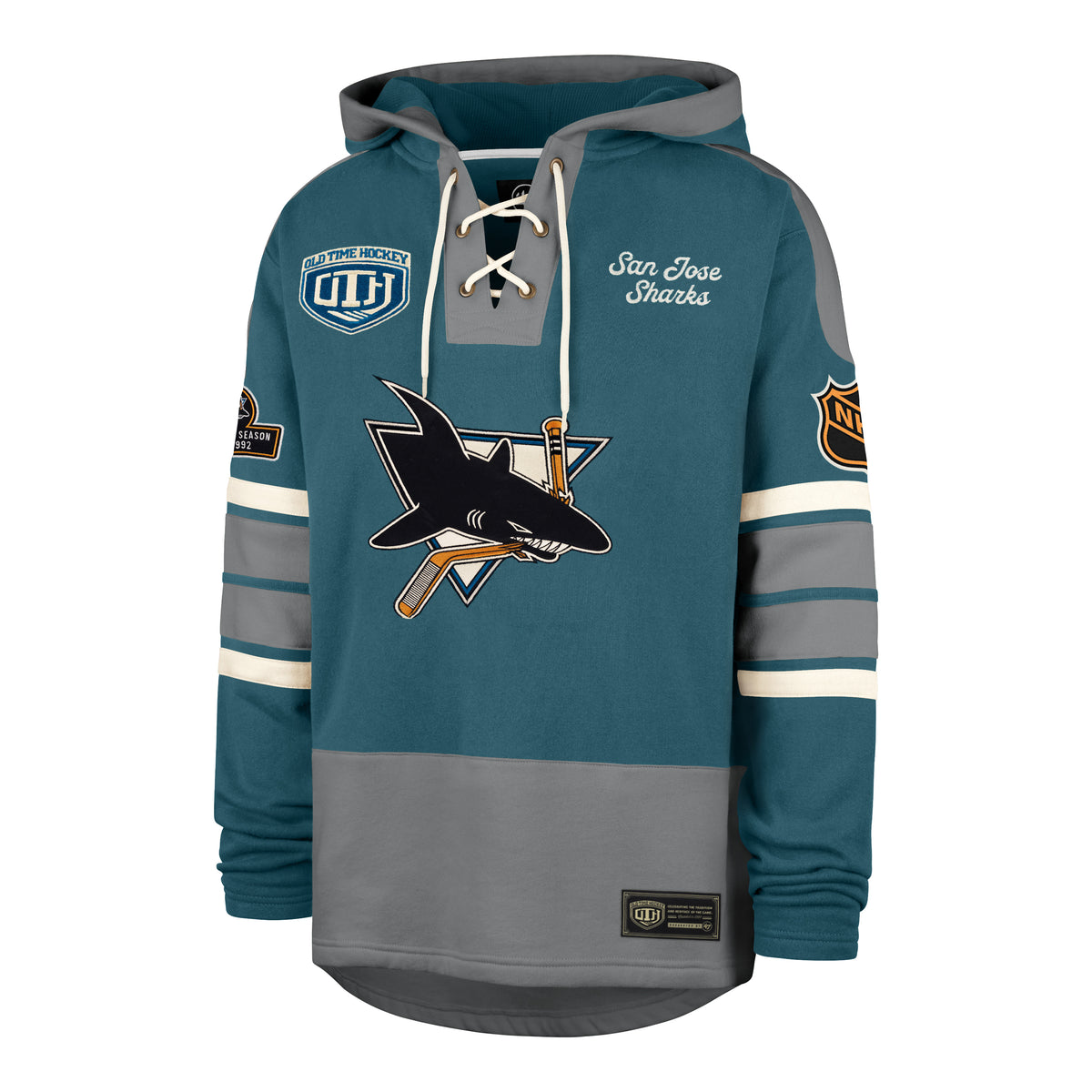 OLD TIME HOCKEY SAN JOSE SHARKS VINTAGE PUCK DROP DUAL '47 HERITAGE LACER