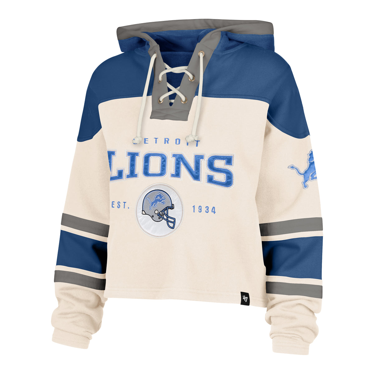 DETROIT LIONS CHOP BLOCK CROPPED '47 SUPERIOR LACER HOOD WOMENS