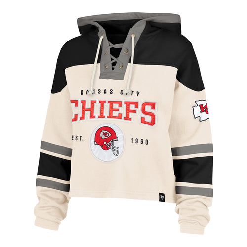 KANSAS CITY CHIEFS CHOP BLOCK CROPPED '47 SUPERIOR LACER HOOD WOMENS