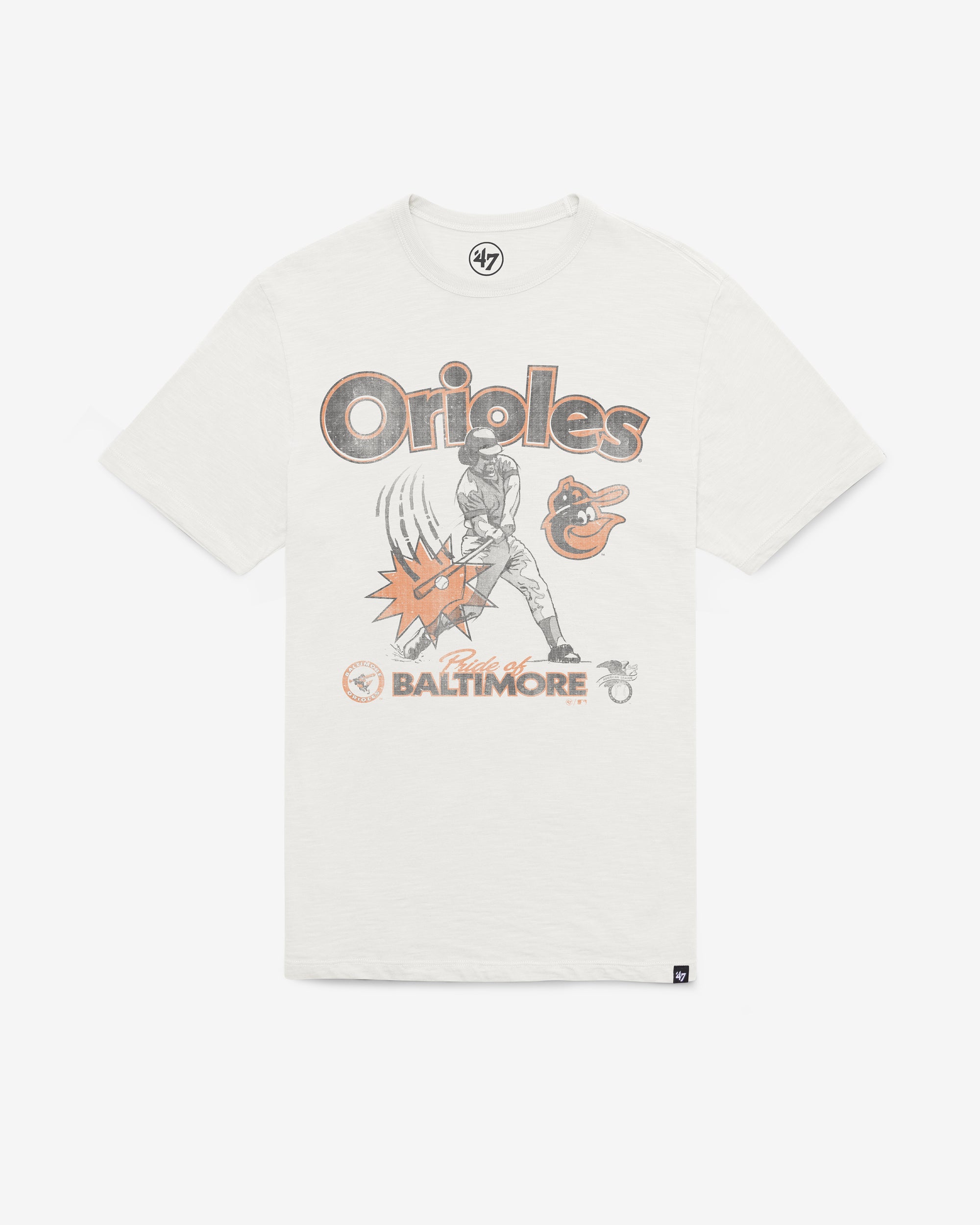 BALTIMORE ORIOLES COOPERSTOWN SWINGIN' '47 SCRUM TEE