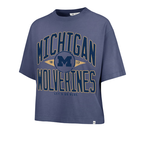 MICHIGAN WOLVERINES WINDTHROW '47 RAVINE CROP TEE WOMENS