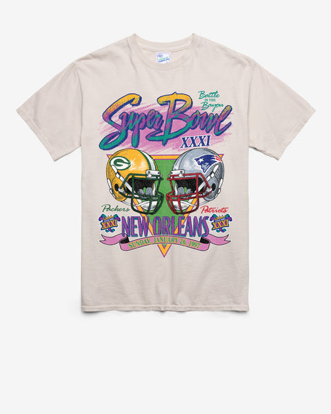 GREEN BAY PACKERS X NEW ENGLAND PATRIOTS SUPER BOWL GRIDIRON DUELING '47 TUBULAR TEE
