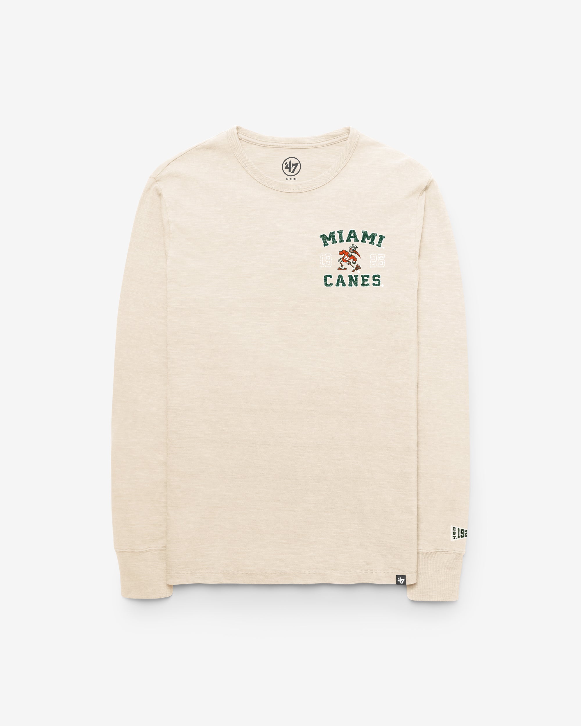 MIAMI HURRICANES VINTAGE EGREMONT WELL WORN '47 HEAVY SLUB LONG SLEEVE TEE