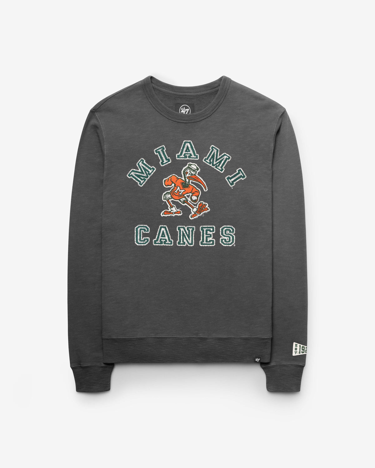 MIAMI HURRICANES VINTAGE CALDERWOOD WELL WORN '47 FRENCH TERRY CREW