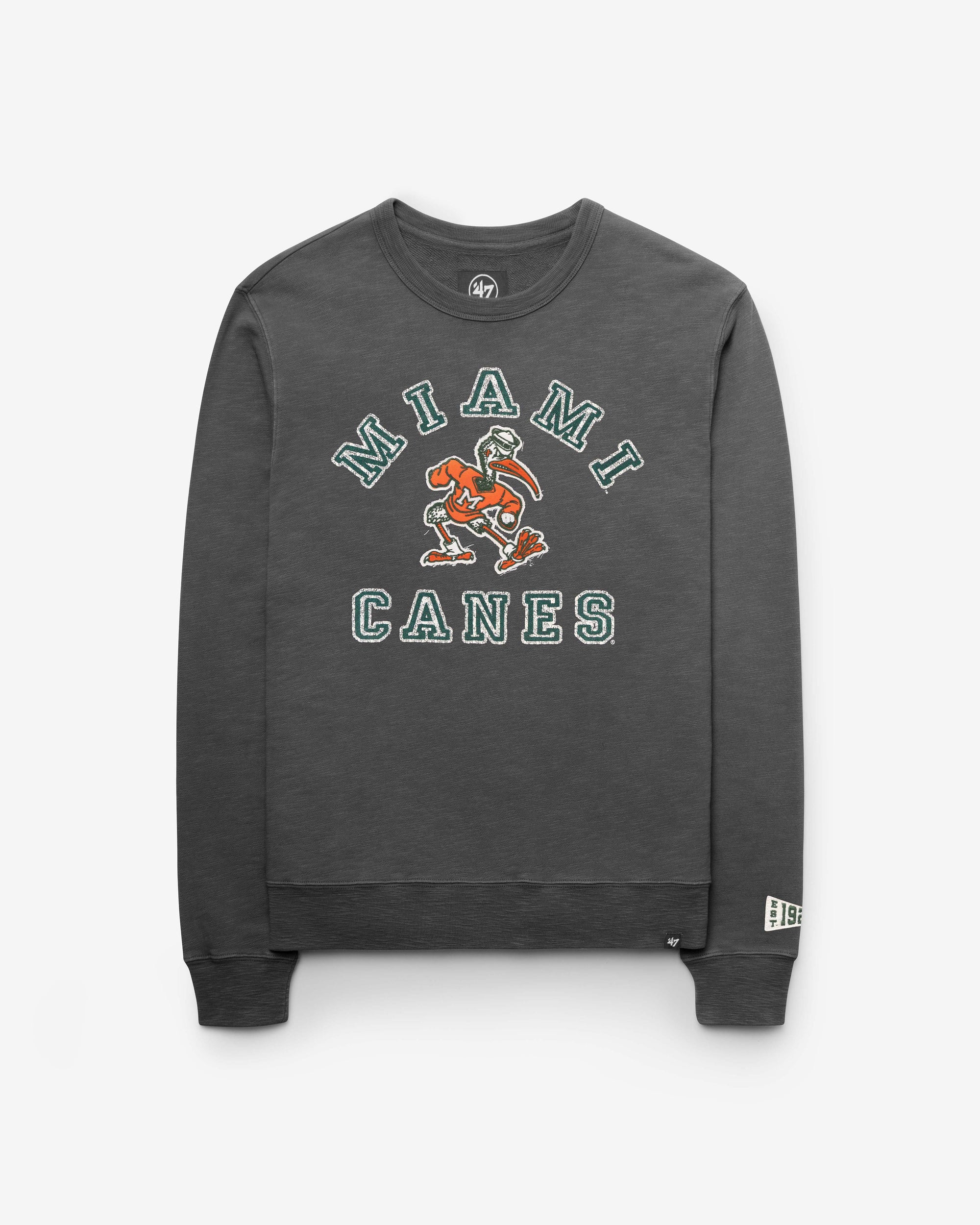 MIAMI HURRICANES VINTAGE CALDERWOOD WELL WORN '47 FRENCH TERRY CREW