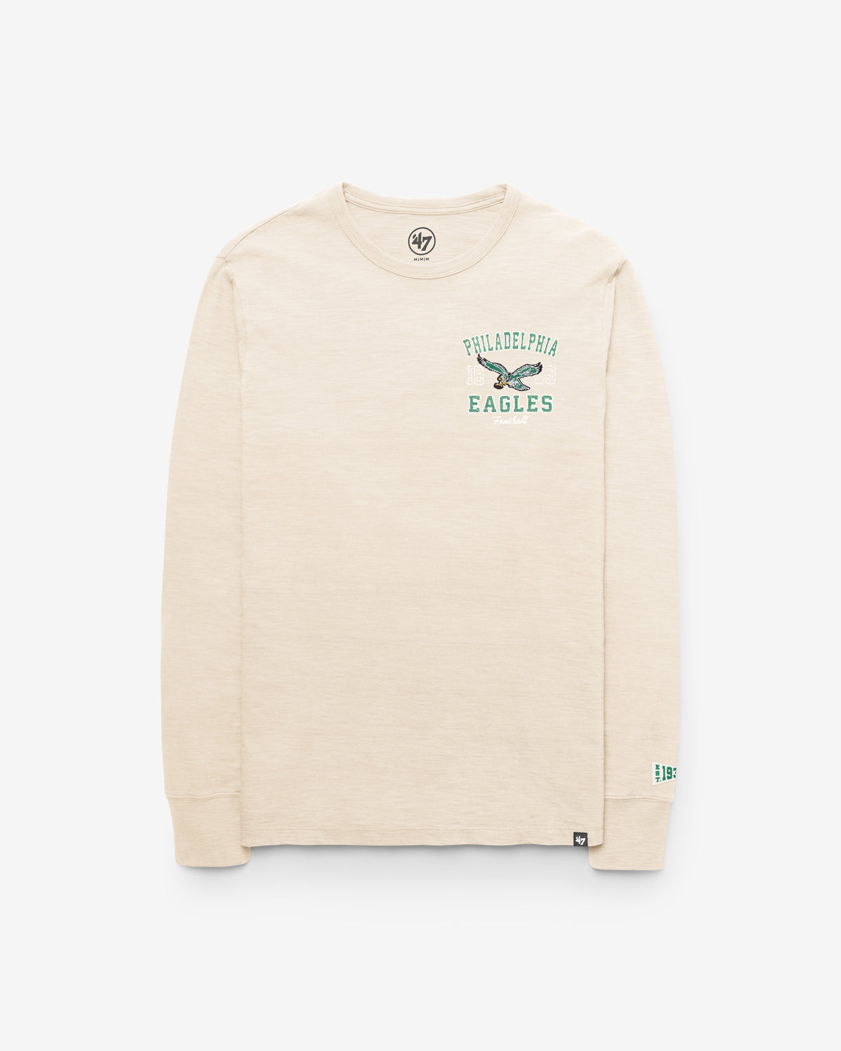 PHILADELPHIA EAGLES HISTORIC EGREMONT WELL WORN '47 HEAVY SLUB LONG SLEEVE TEE