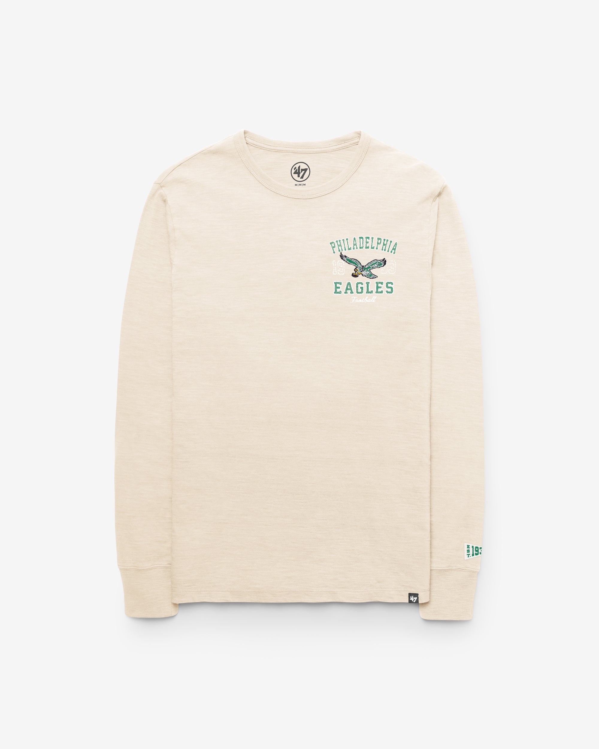 PHILADELPHIA EAGLES HISTORIC EGREMONT WELL WORN '47 HEAVY SLUB LONG SLEEVE TEE