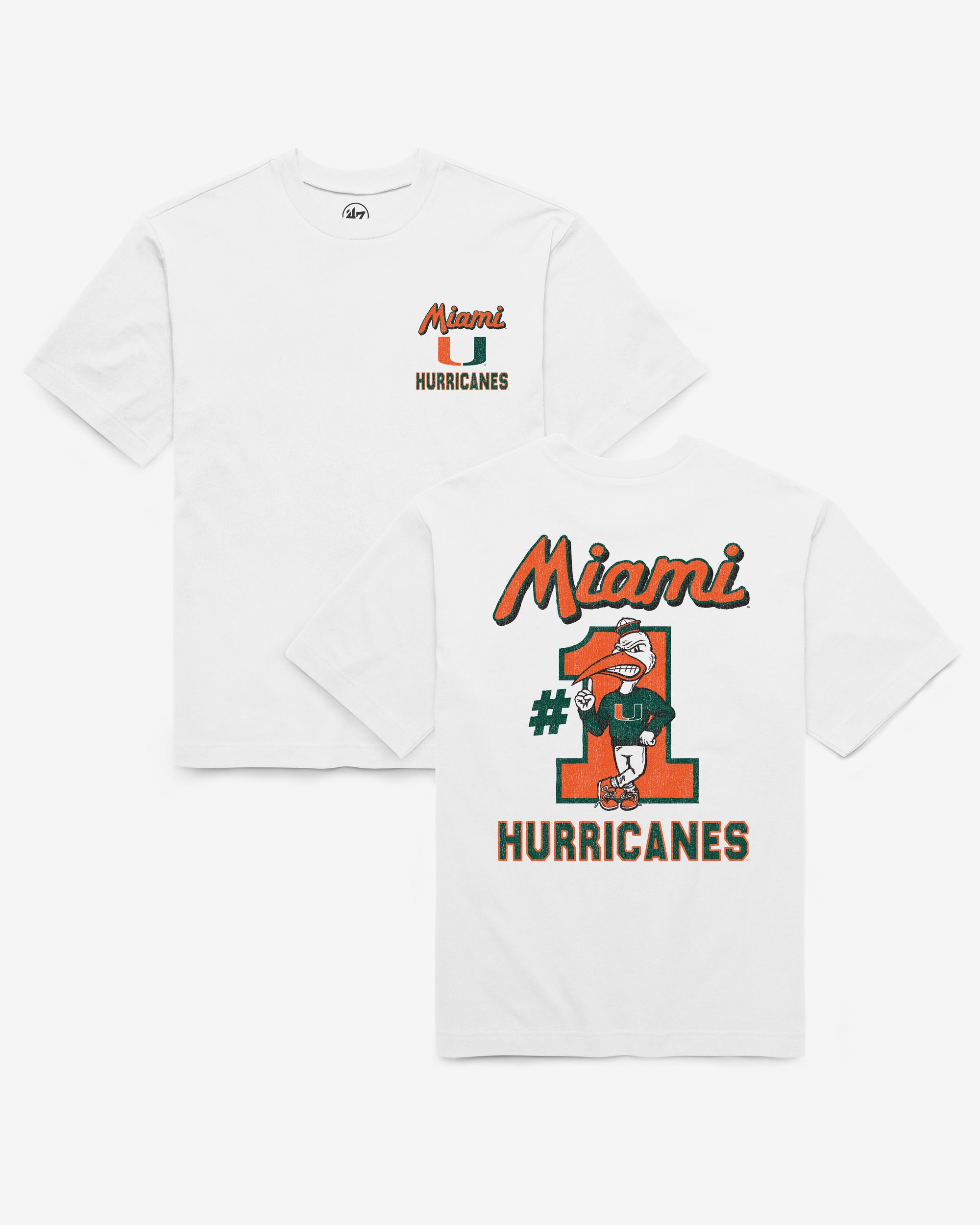 MIAMI HURRICANES CAMPUS MASCOT BACKER '47 FOUNDATION TEE