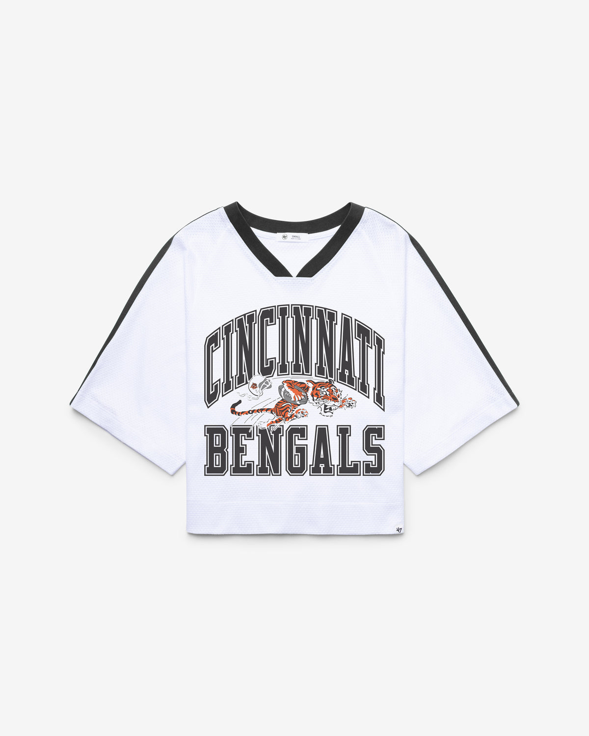 CINCINNATI BENGALS HISTORIC BIG OVERARCH '47 WOMEN'S DROP NEEDLE RAGLAN JERSEY