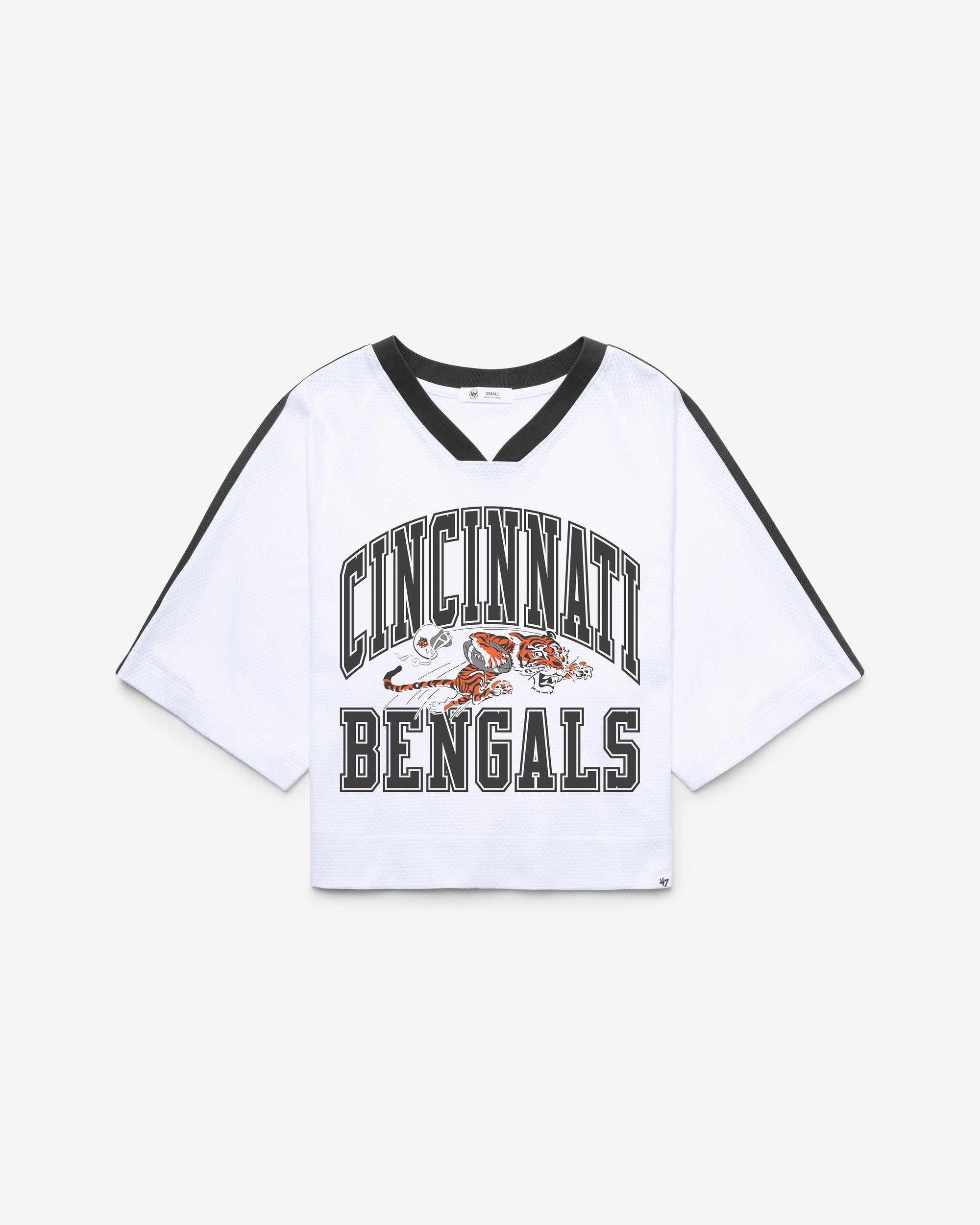 CINCINNATI BENGALS HISTORIC BIG OVERARCH '47 WOMEN'S DROP NEEDLE RAGLAN JERSEY