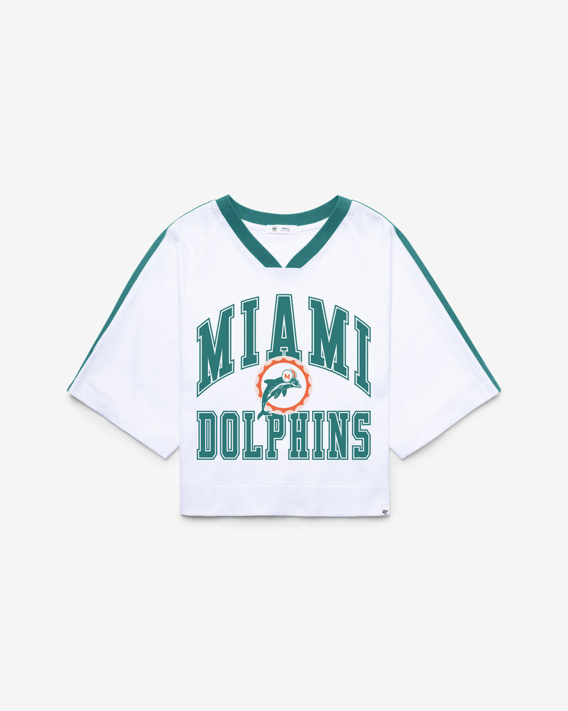 MIAMI DOLPHINS HISTORIC BIG OVERARCH '47 WOMEN'S DROP NEEDLE RAGLAN JERSEY