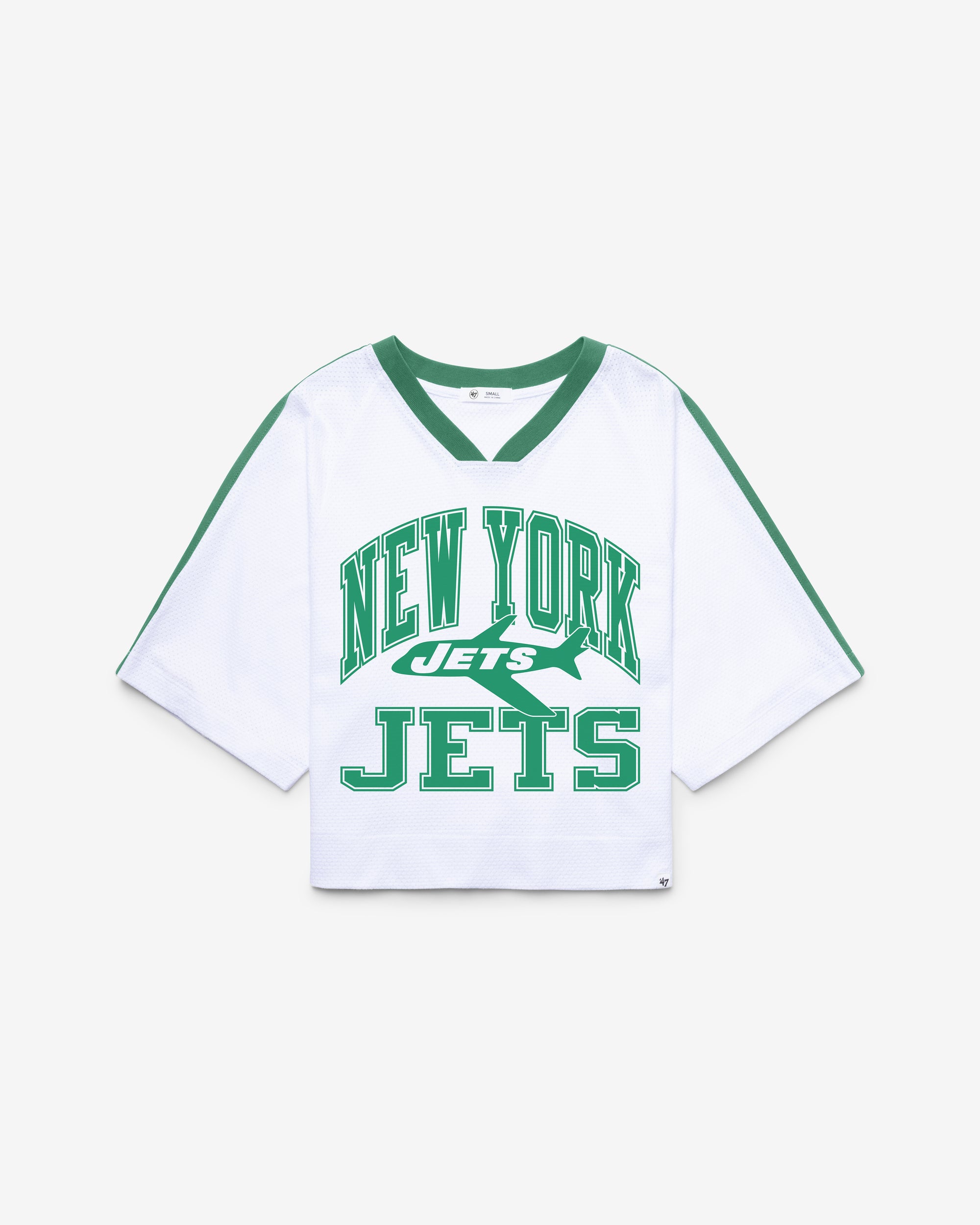 NEW YORK JETS HISTORIC BIG OVERARCH '47 WOMEN'S DROP NEEDLE RAGLAN JERSEY