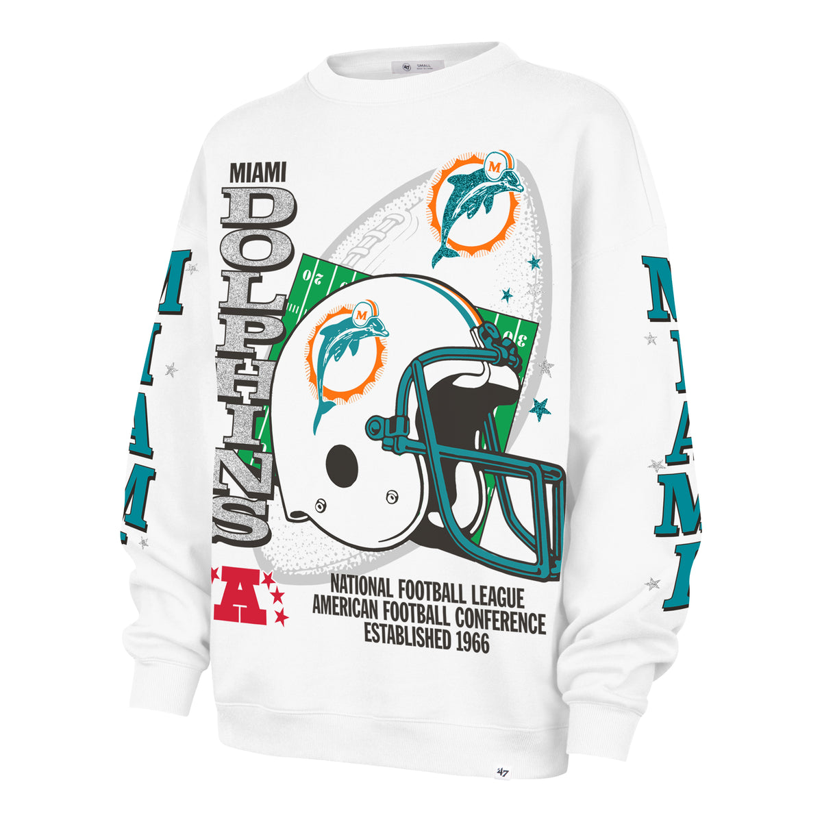 MIAMI DOLPHINS HISTORIC THUNDEROUS '47 WOMEN'S OVERSIZED CREW