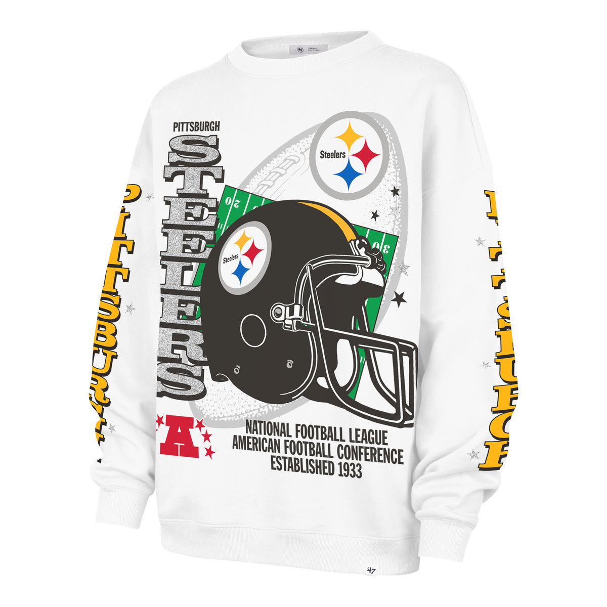 PITTSBURGH STEELERS HISTORIC THUNDEROUS '47 WOMEN'S OVERSIZED CREW