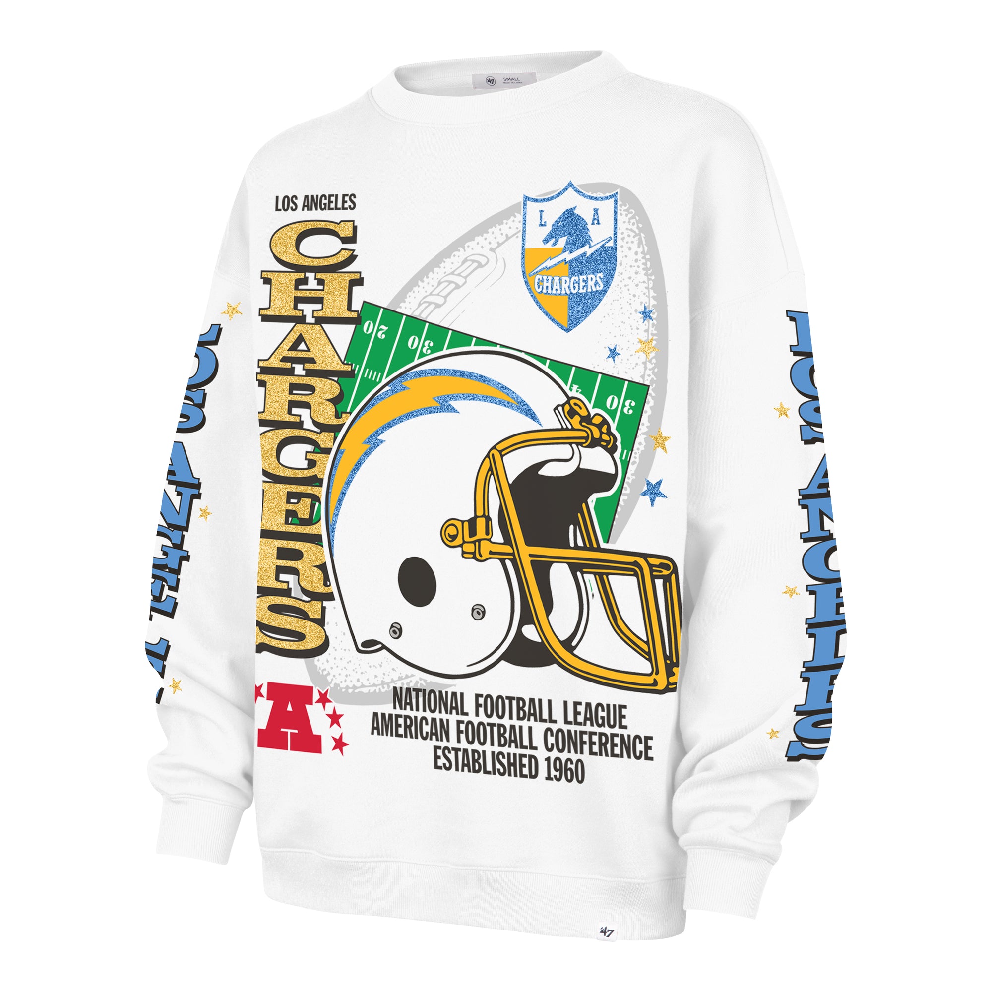 LOS ANGELES CHARGERS HISTORIC THUNDEROUS '47 WOMEN'S OVERSIZED CREW