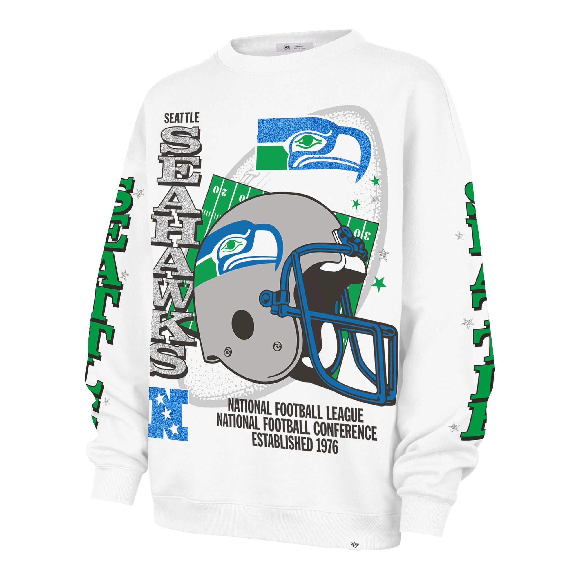 SEATTLE SEAHAWKS HISTORIC THUNDEROUS '47 WOMEN'S OVERSIZED CREW