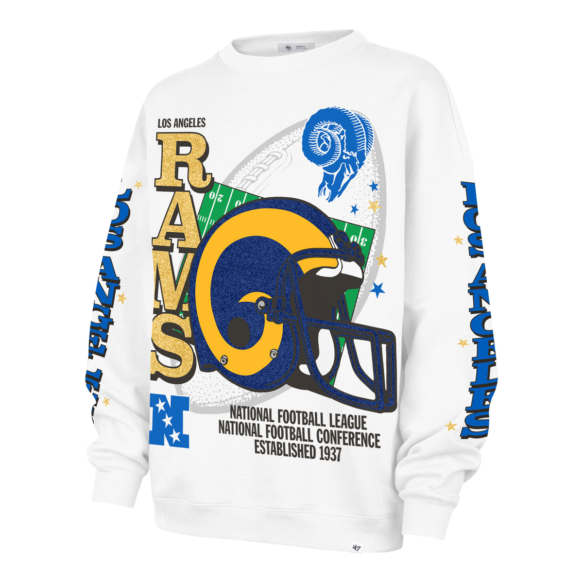 LOS ANGELES RAMS HISTORIC THUNDEROUS '47 WOMEN'S OVERSIZED CREW