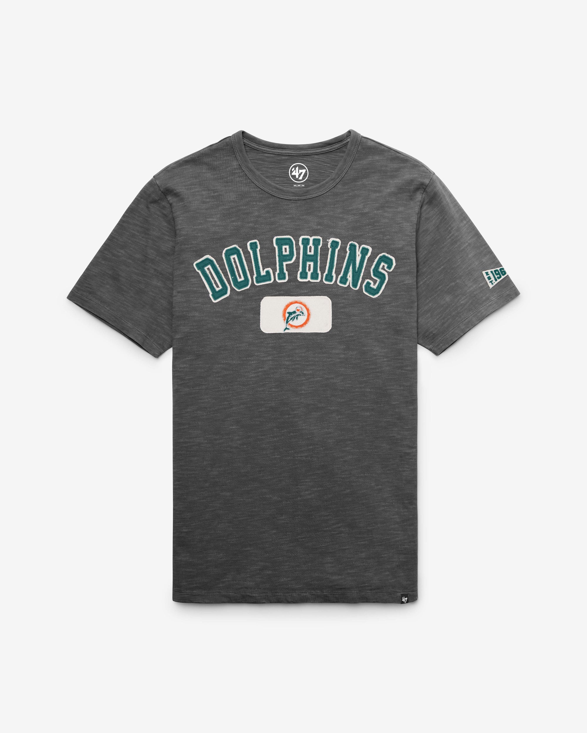 MIAMI DOLPHINS HISTORIC SEYMOORE WELL WORN '47 HEAVY SLUB TEE