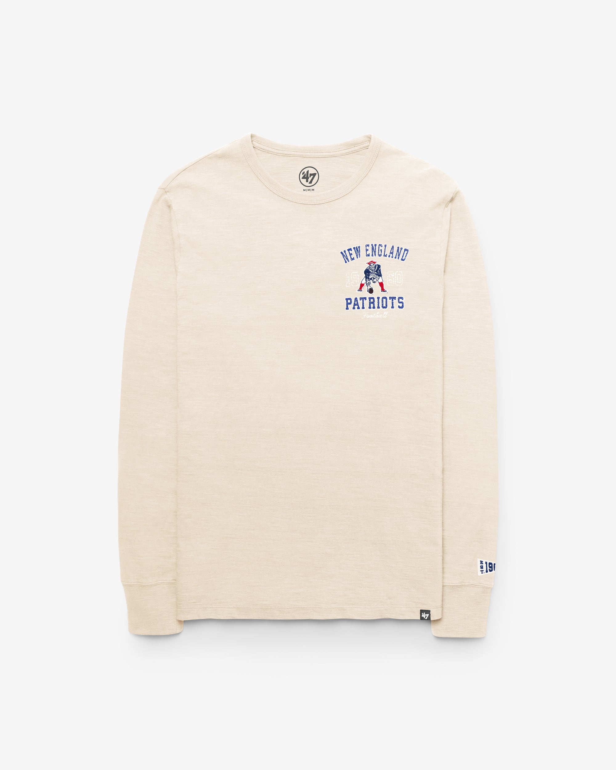 NEW ENGLAND PATRIOTS HISTORIC EGREMONT WELL WORN '47 HEAVY SLUB LONG SLEEVE TEE