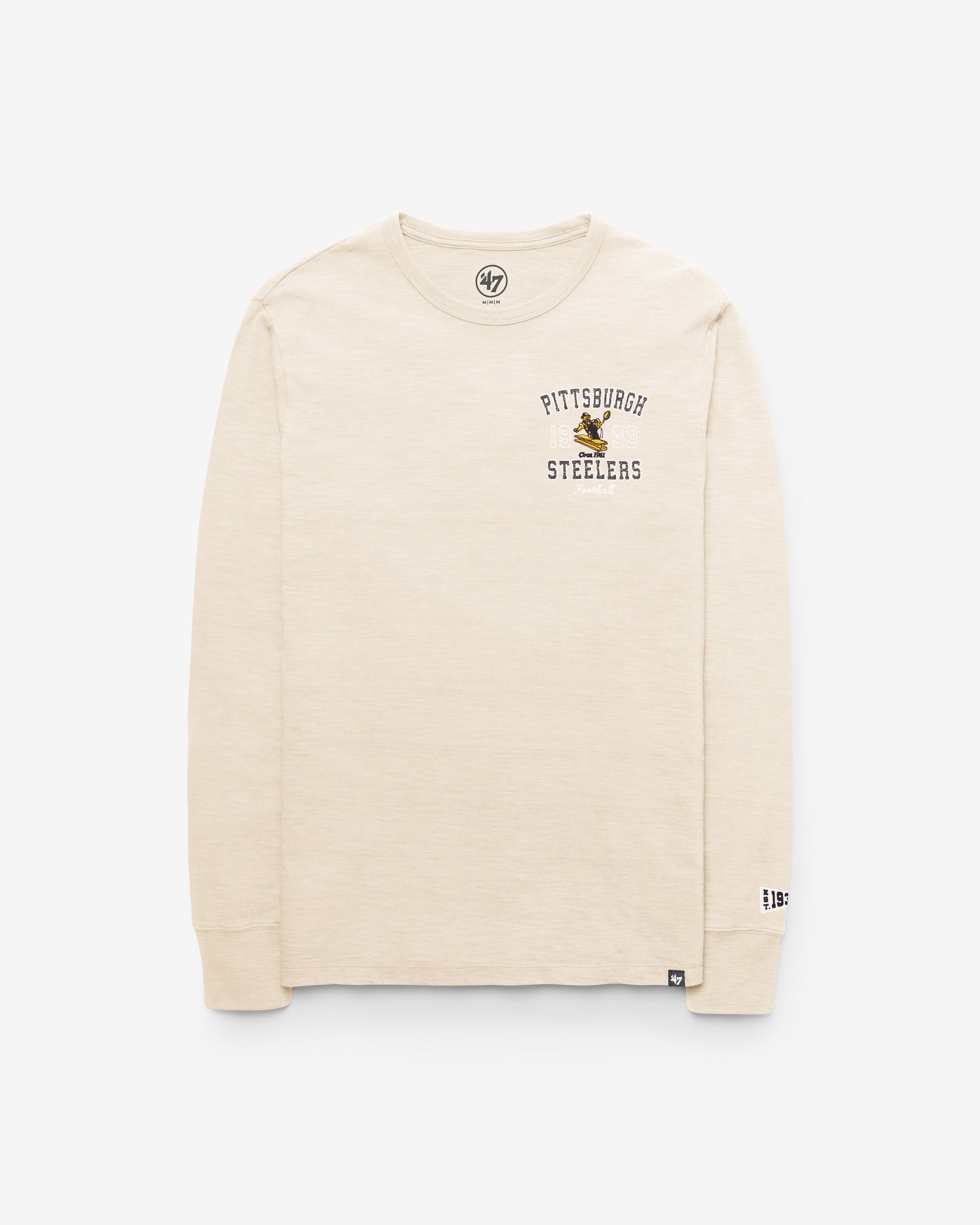 PITTSBURGH STEELERS HISTORIC EGREMONT WELL WORN '47 HEAVY SLUB LONG SLEEVE TEE