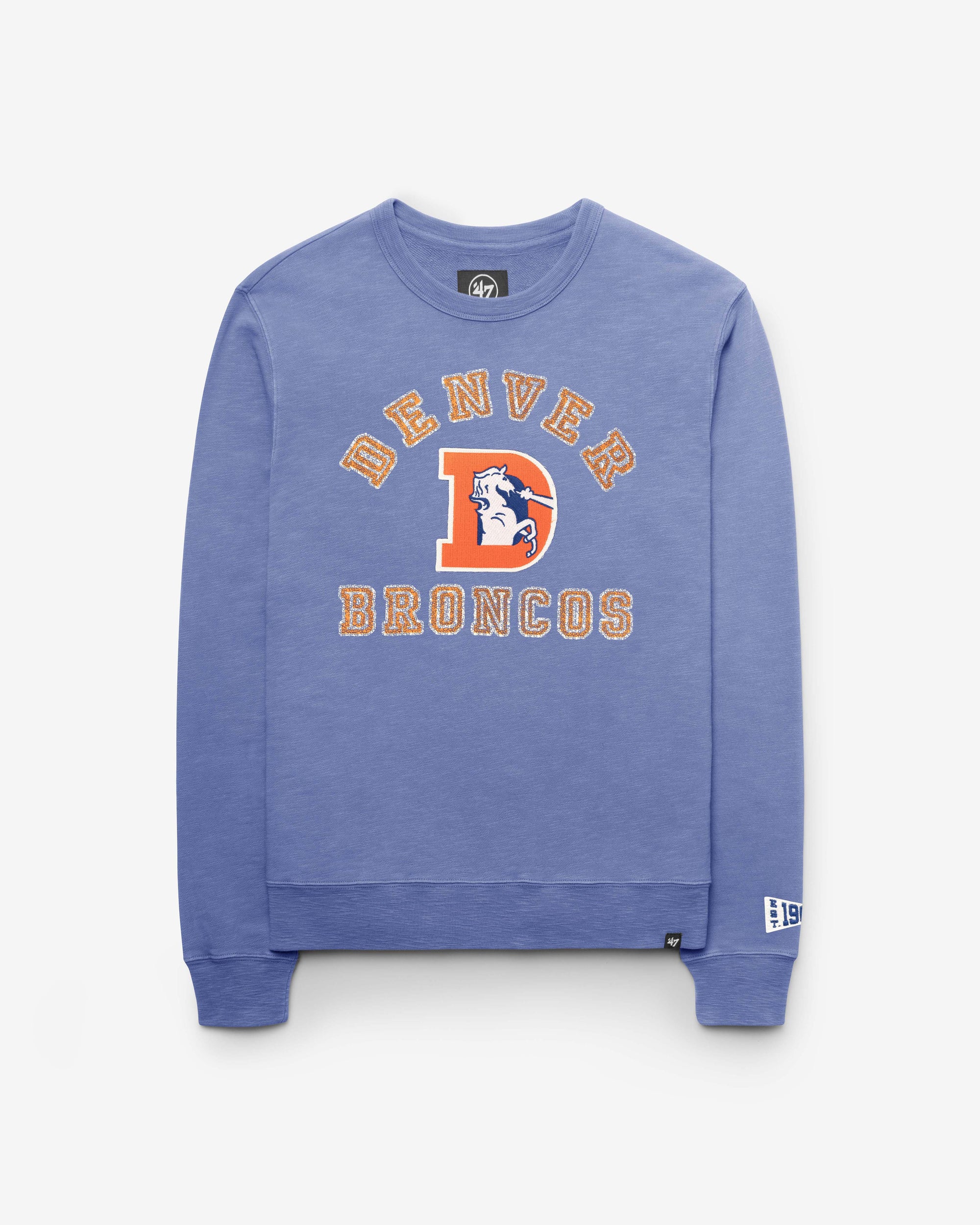 DENVER BRONCOS HISTORIC CALDERWOOD WELL WORN '47 FRENCH TERRY CREW