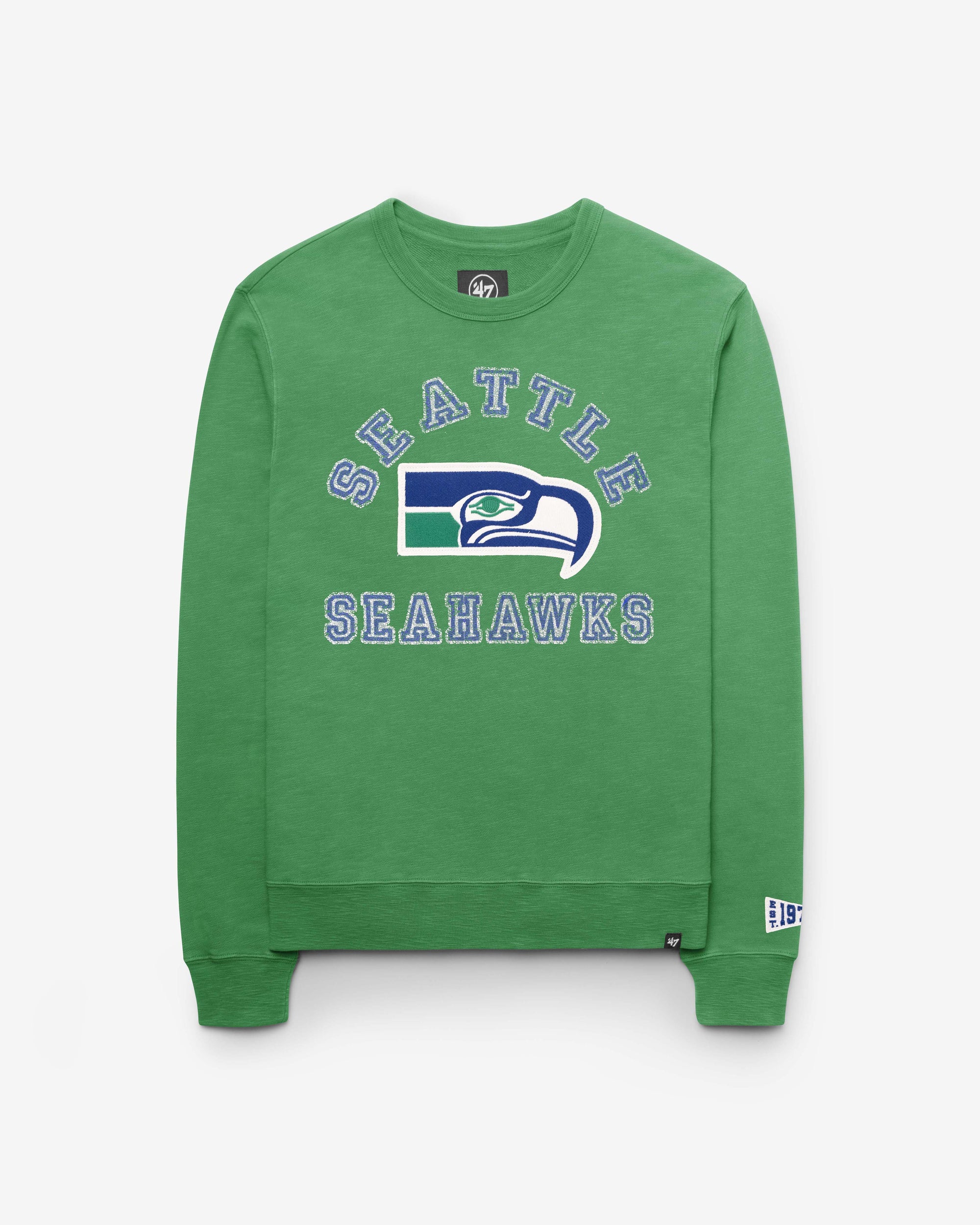 SEATTLE SEAHAWKS HISTORIC CALDERWOOD WELL WORN '47 FRENCH TERRY CREW