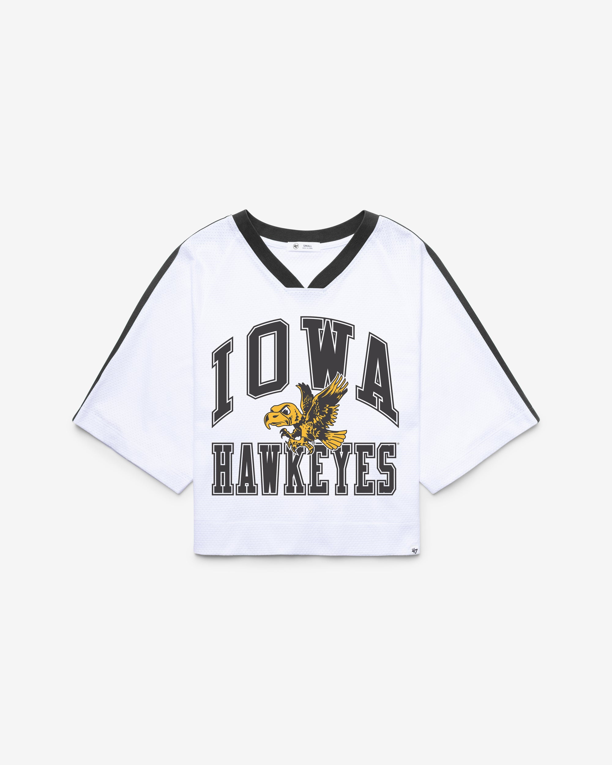 IOWA HAWKEYES VINTAGE BIG OVERARCH '47 WOMEN'S DROP NEEDLE RAGLAN JERSEY