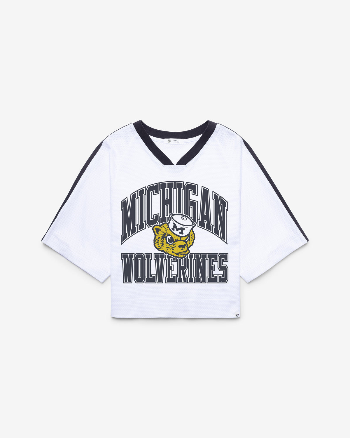 MICHIGAN WOLVERINES VINTAGE BIG OVERARCH '47 WOMEN'S DROP NEEDLE RAGLAN JERSEY