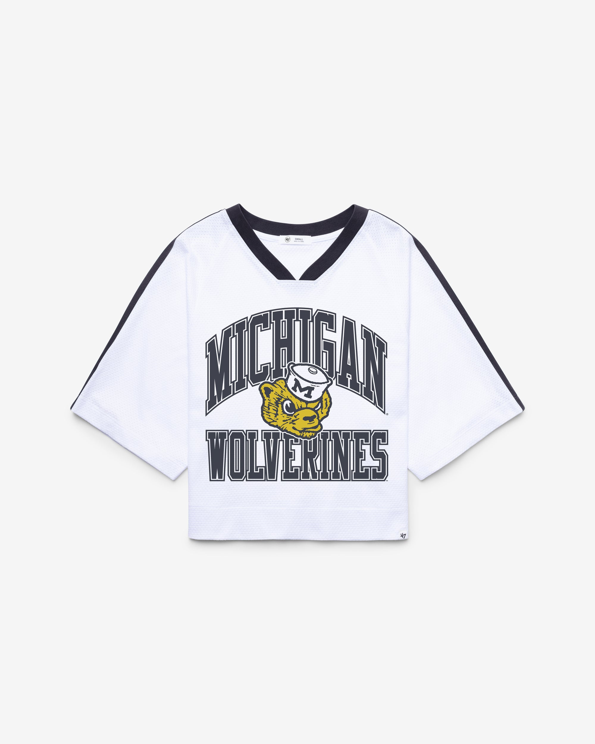 MICHIGAN WOLVERINES VINTAGE BIG OVERARCH '47 WOMEN'S DROP NEEDLE RAGLAN JERSEY