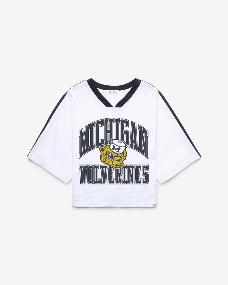 MICHIGAN WOLVERINES VINTAGE BIG OVERARCH '47 WOMEN'S DROP NEEDLE RAGLAN JERSEY