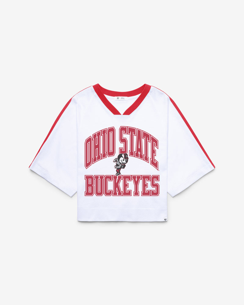 OHIO STATE BUCKEYES VINTAGE BIG OVERARCH '47 WOMEN'S DROP NEEDLE RAGLAN JERSEY