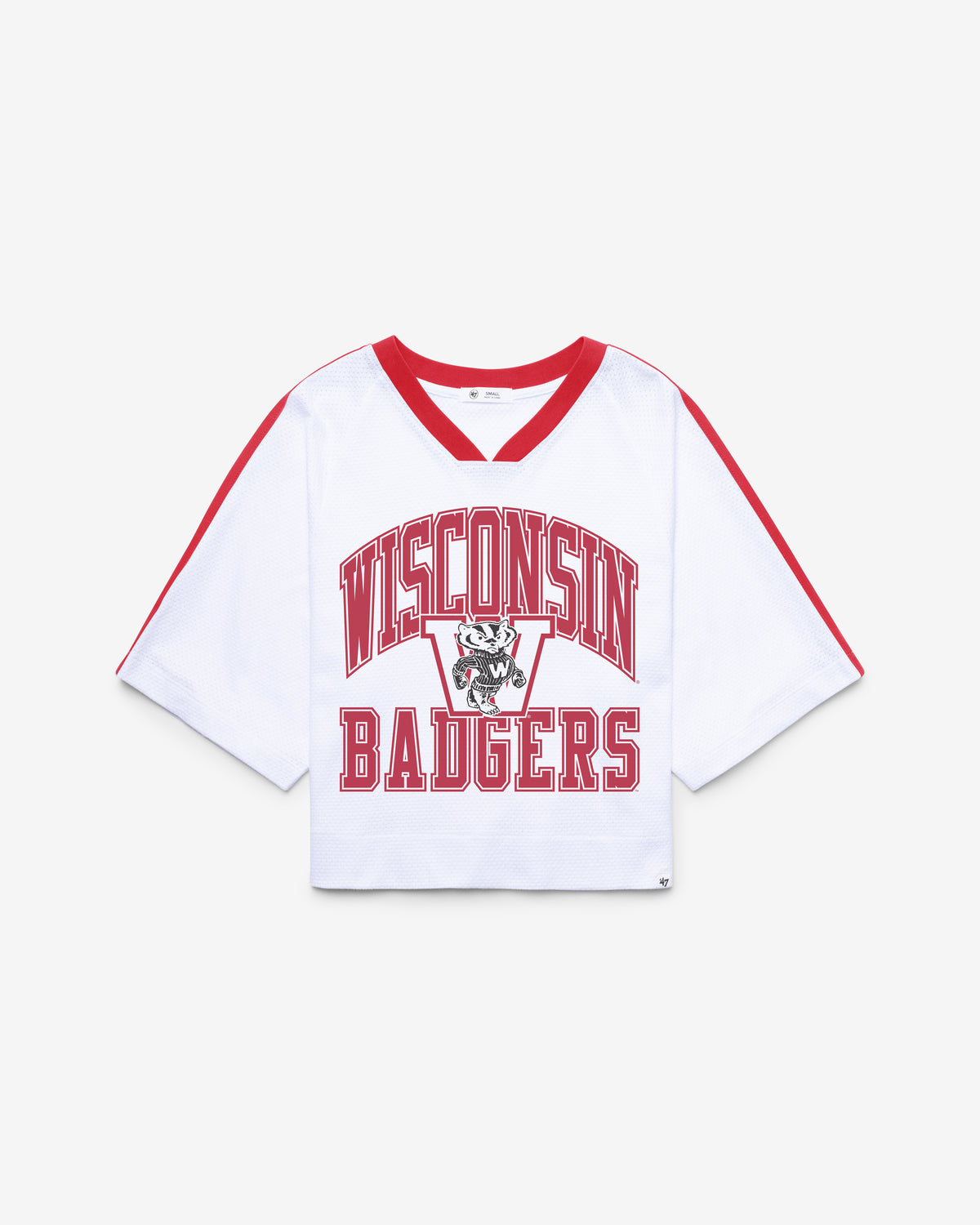 WISCONSIN BADGERS VINTAGE BIG OVERARCH '47 WOMEN'S DROP NEEDLE RAGLAN JERSEY