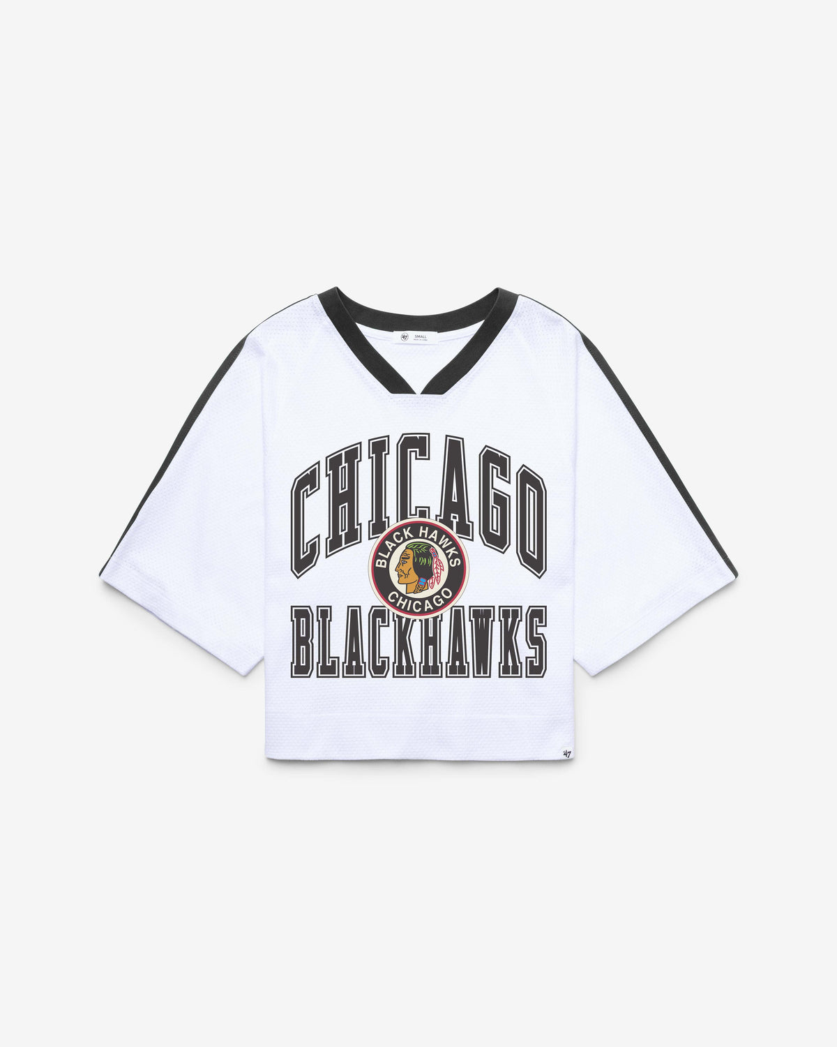 CHICAGO BLACKHAWKS VINTAGE BIG OVERARCH '47 WOMEN'S DROP NEEDLE RAGLAN