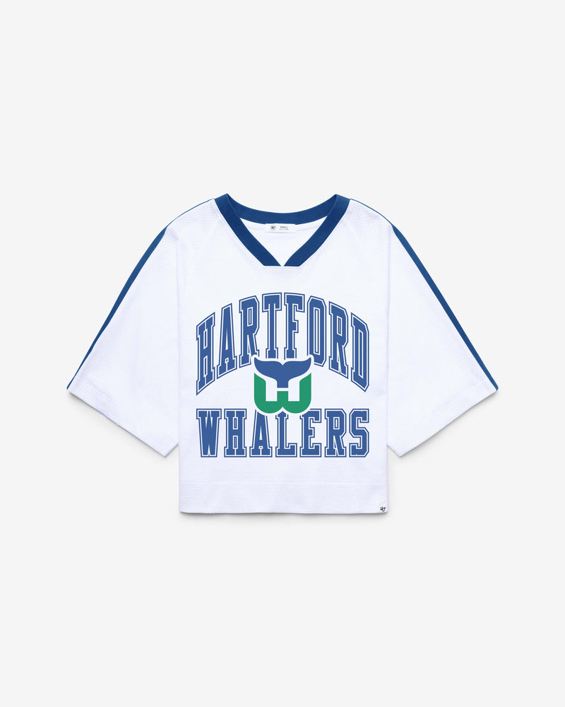 HARTFORD WHALERS VINTAGE BIG OVERARCH '47 WOMEN'S DROP NEEDLE RAGLAN
