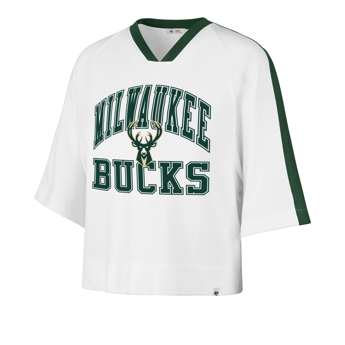 MILWAUKEE BUCKS BIG OVERARCH '47 WOMEN'S DROP NEEDLE RAGLAN TEE
