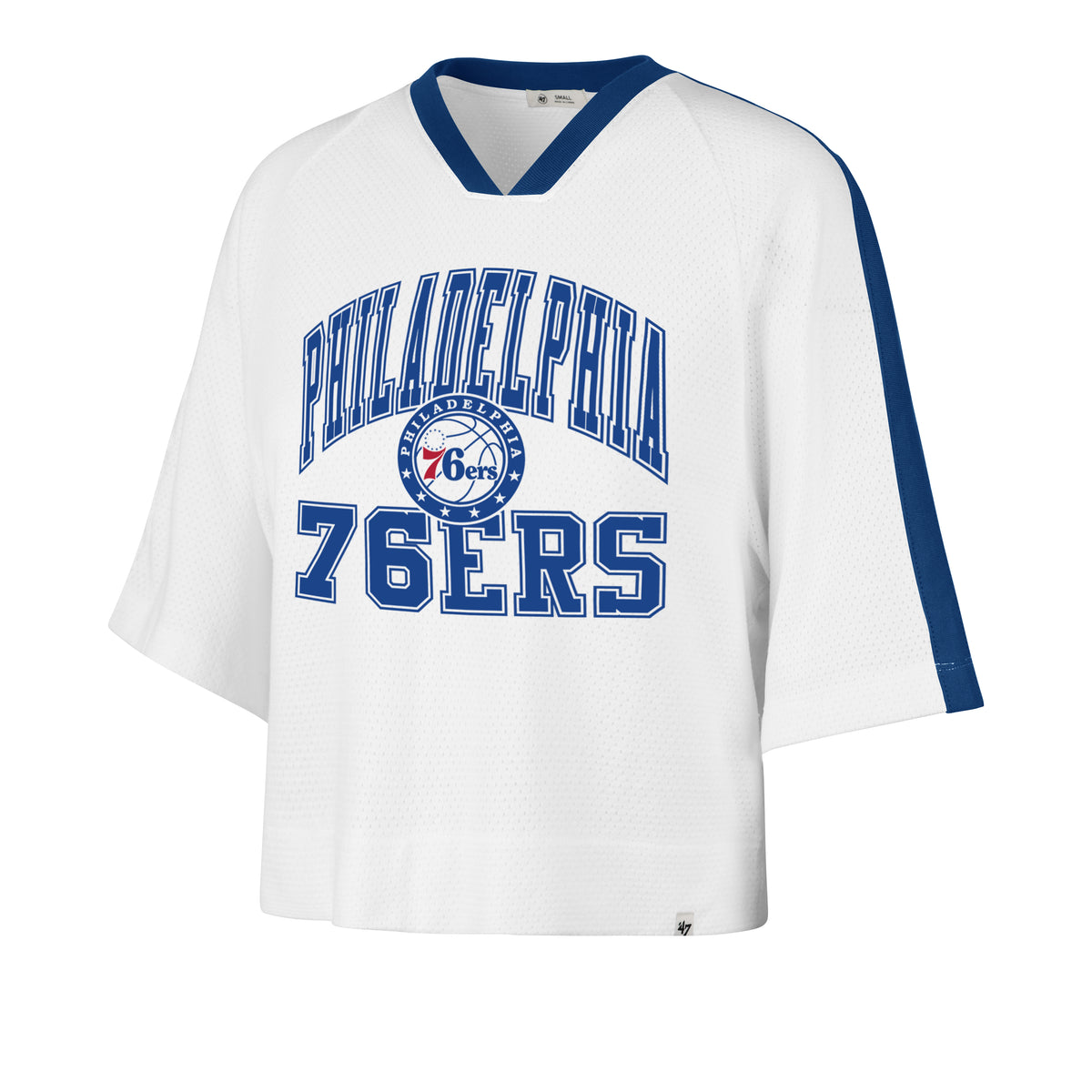 PHILADELPHIA 76ERS BIG OVERARCH '47 WOMEN'S DROP NEEDLE RAGLAN TEE