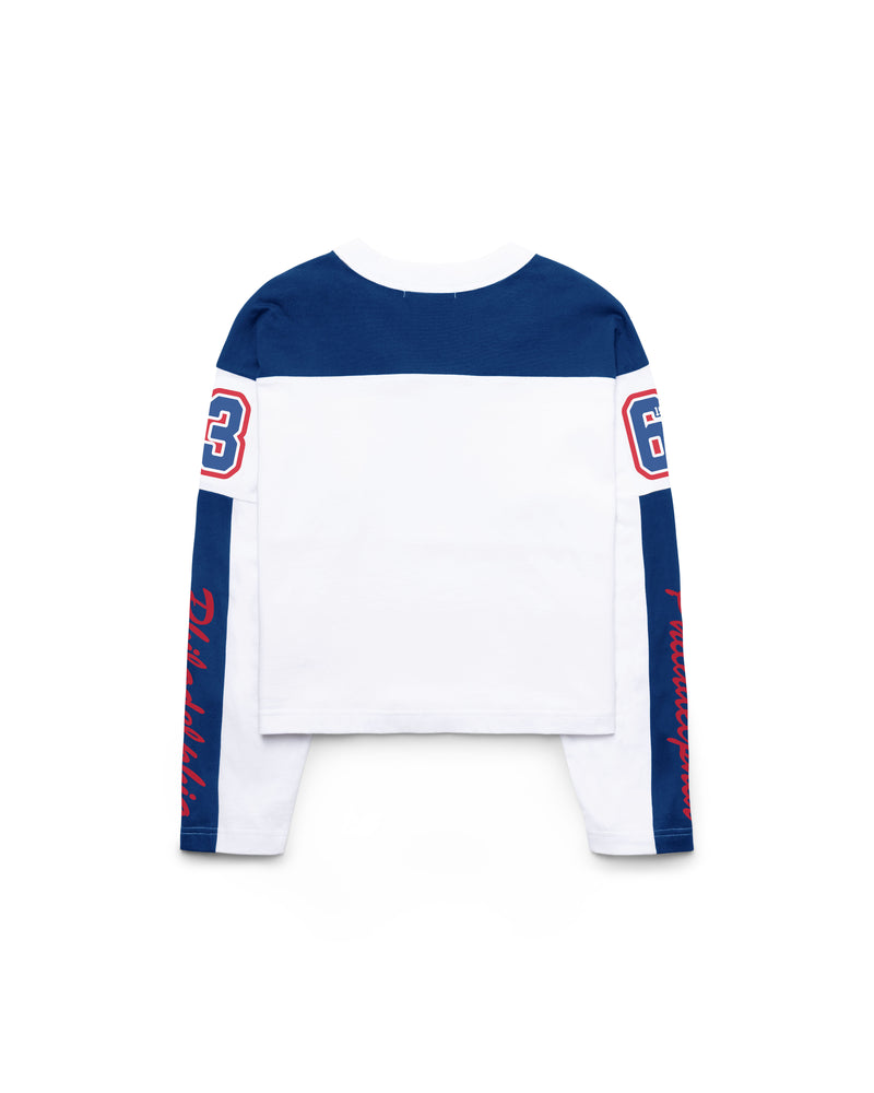 PHILADELPHIA 76ERS EXCLAMATION METRO JERSEY TEE W
