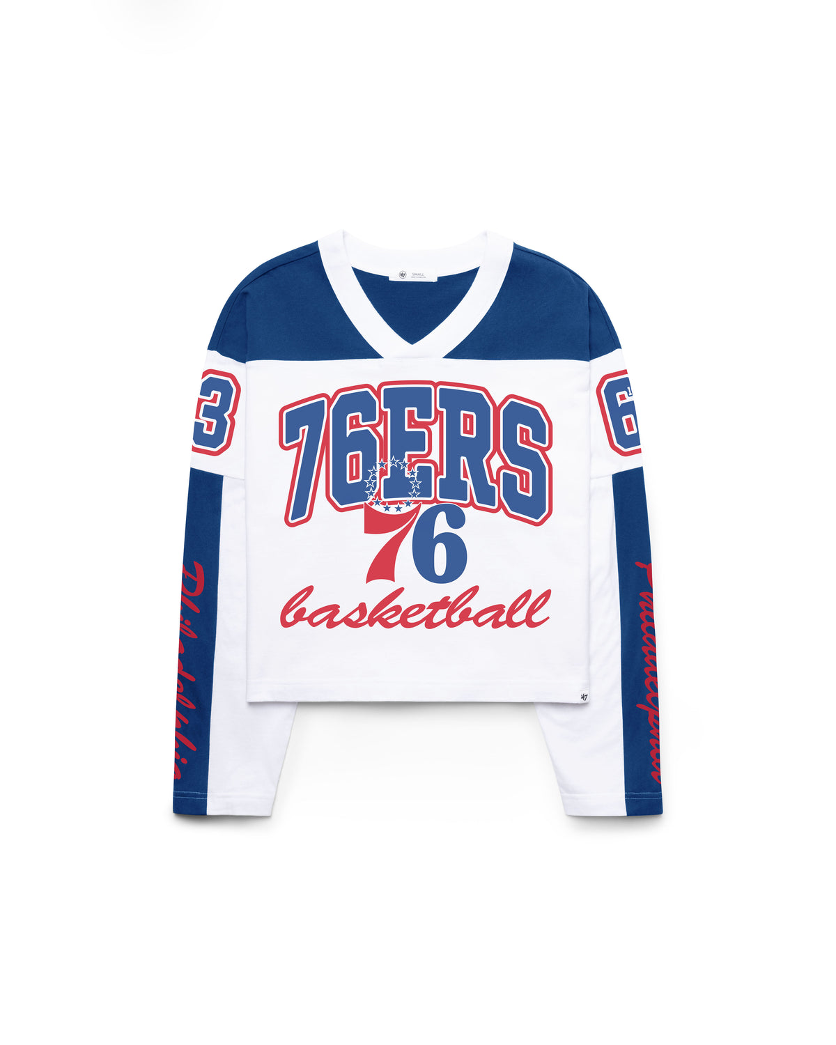 PHILADELPHIA 76ERS EXCLAMATION METRO JERSEY TEE W