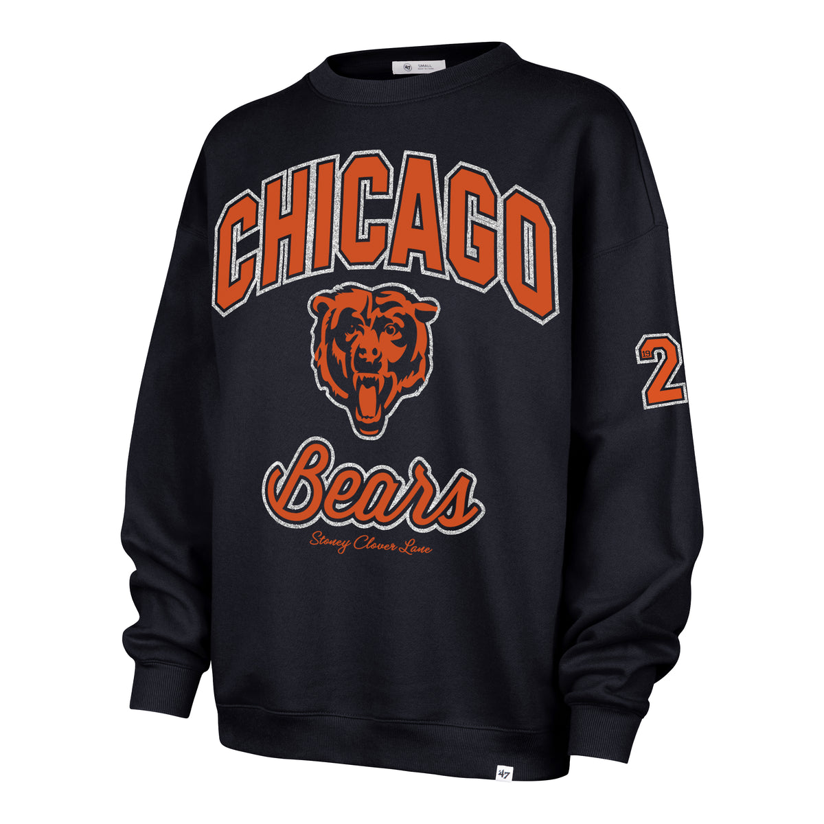 CHICAGO BEARS STONEY CLOVER LANE X '47 OVERSIZED GLITTER ARCH CREW WOMENS