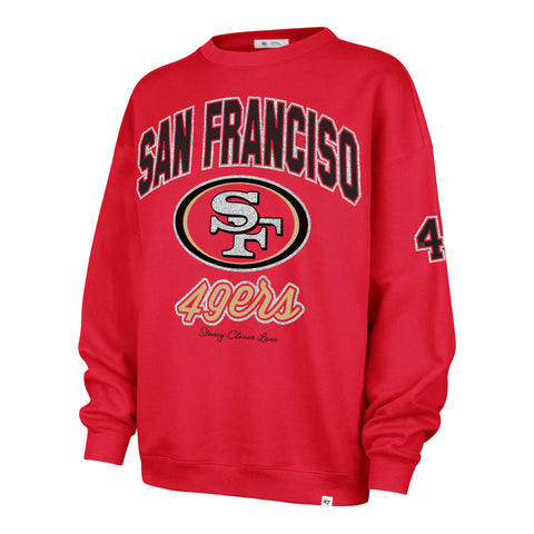 SAN FRANCISCO 49ERS STONEY CLOVER LANE X '47 OVERSIZED GLITTER ARCH CREW WOMENS