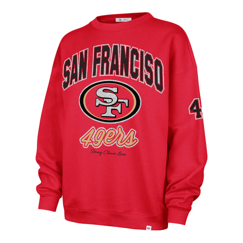 SAN FRANCISCO 49ERS STONEY CLOVER LANE X '47 OVERSIZED GLITTER ARCH CREW WOMENS