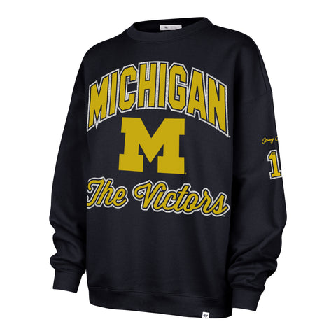 MICHIGAN WOLVERINES STONEY CLOVER LANE X '47 OVERSIZED GLITTER ARCH CREW WOMENS