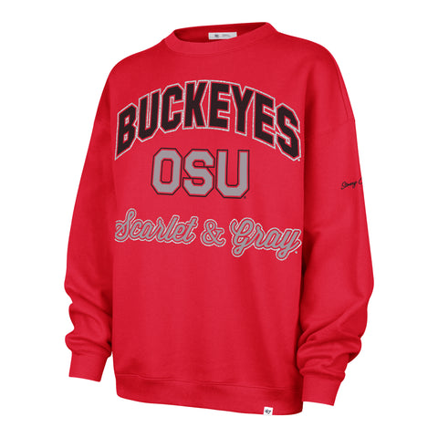 OHIO STATE BUCKEYES STONEY CLOVER LANE X '47 OVERSIZED  GLITTER ARCH CREW WOMENS